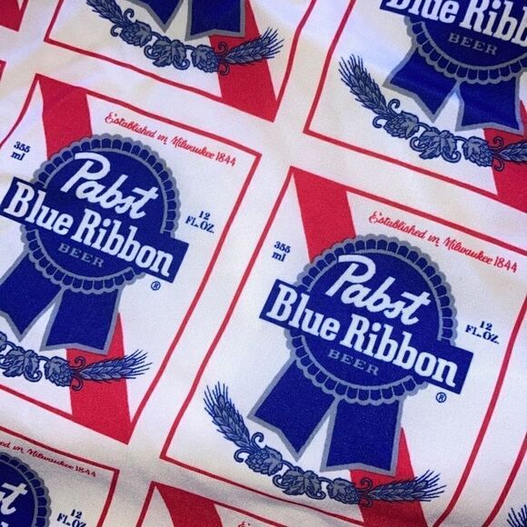 Pabst Blue Ribbon Beer PBR Size 3X Logo Branded Men’s Lined Swim Trunks AOP - Picture 6 of 6